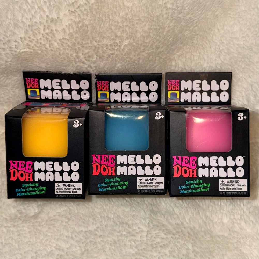 NeeDoh Mello Mallo Squishy Color Changing Marshmallow Stress Toy Set of 3 New